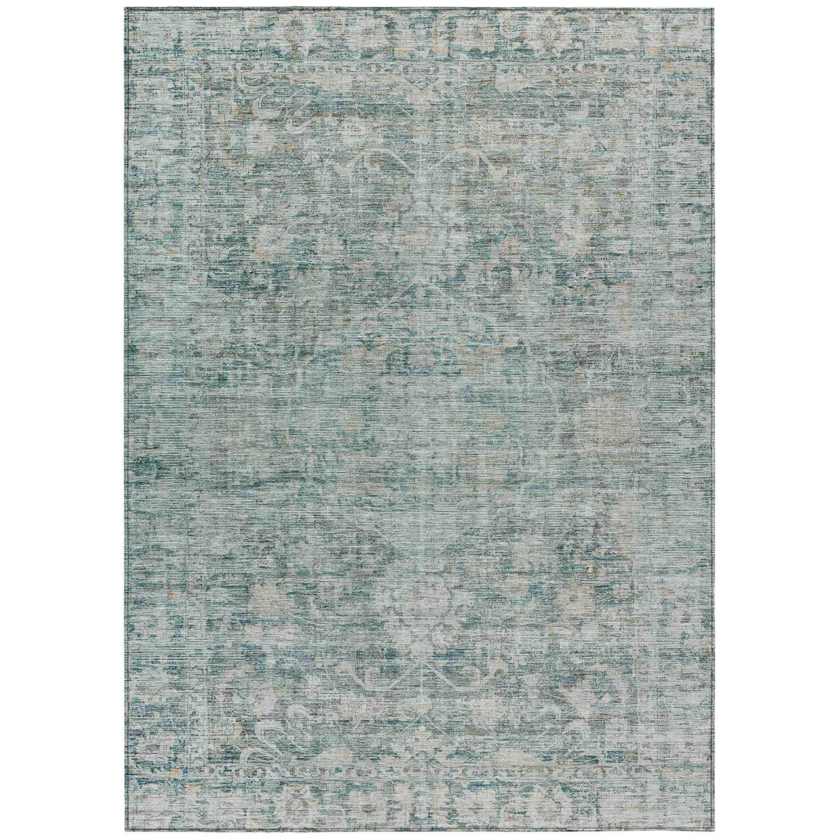 Iriira Teal Washable Indoor-Outdoor Rug