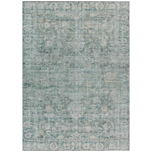 Iriira Teal Washable Indoor-Outdoor Rug