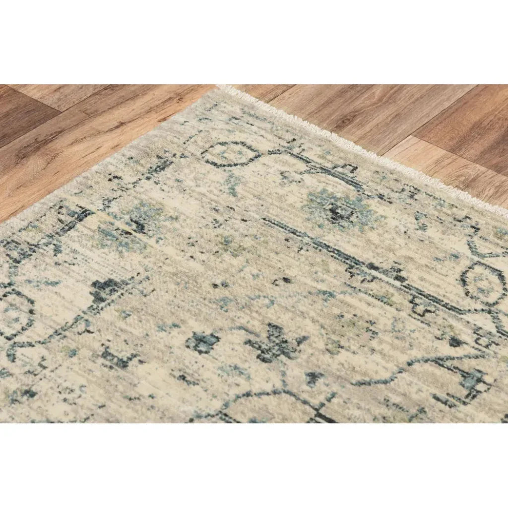 Atri Central Medallion Beige/ Green Large Area Rugs -- beige