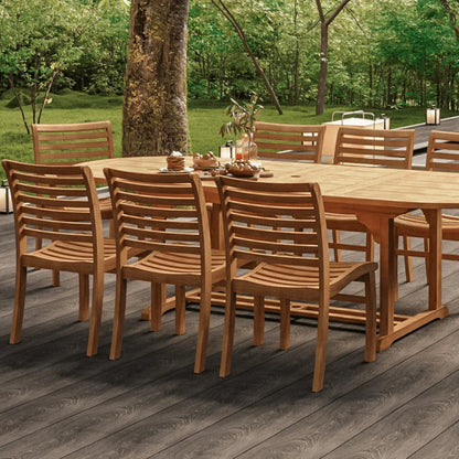 Birmingham Teak Stackable Patio Dining Chair 4PC - LOOMLAN - HiTeak - Outdoor Dining Chairs