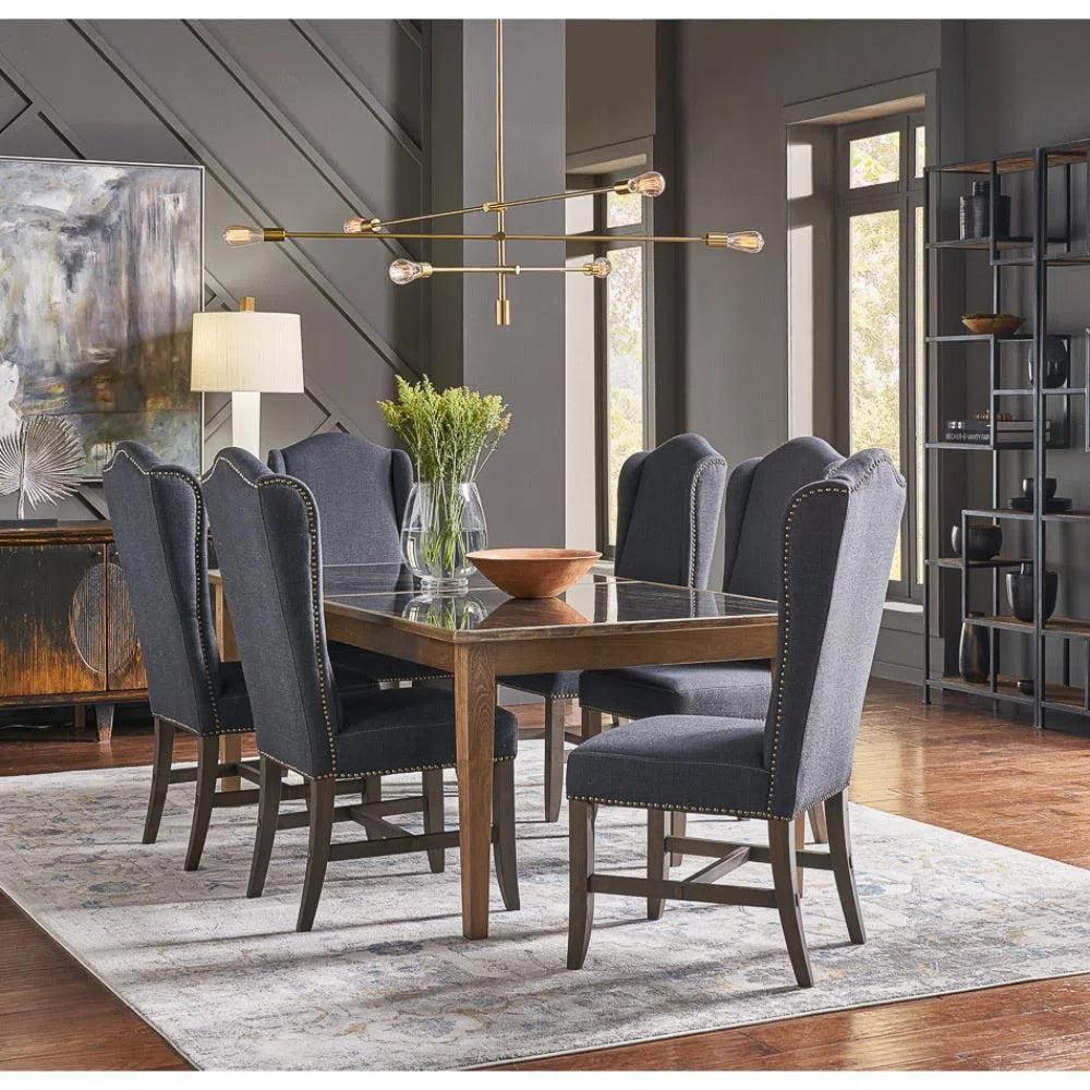 Black High Back Dining Chairs Set of 2 - LOOMLAN - Sarreid - Dining Chairs