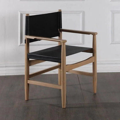 Black Leather Dining Chair Xavier With Arms - LOOMLAN - Peninsula Home - Dining Chairs