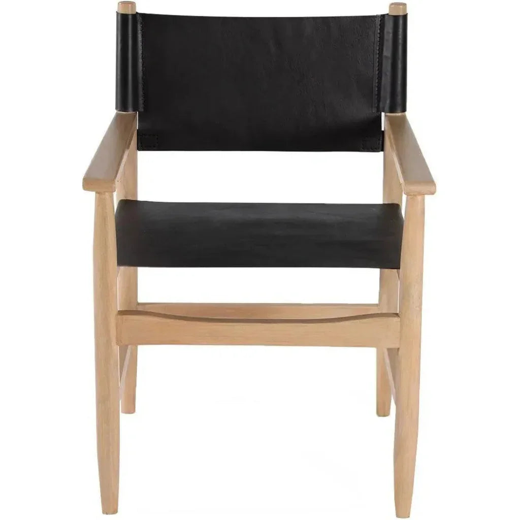 Black Leather Dining Chair Xavier With Arms - LOOMLAN - Peninsula Home - Dining Chairs