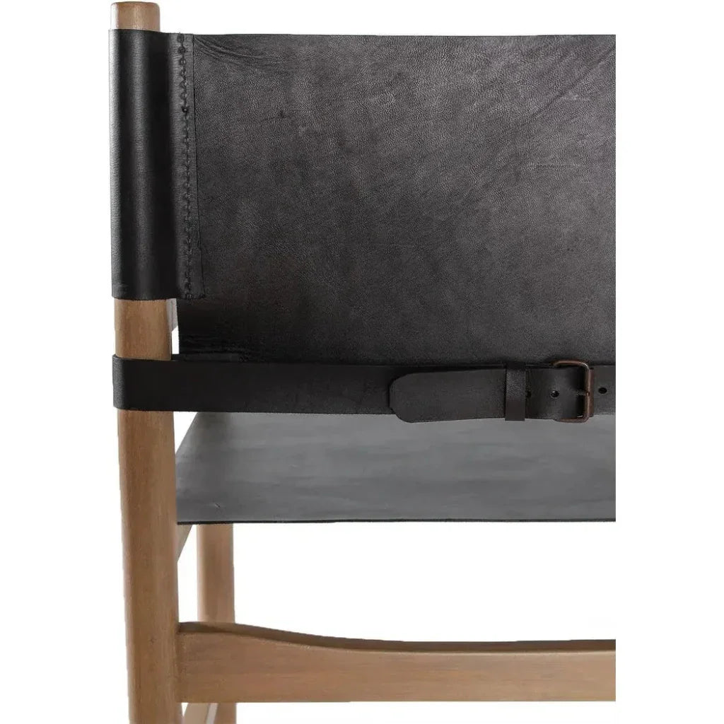 Black Leather Dining Chair Xavier With Arms - LOOMLAN - Peninsula Home - Dining Chairs