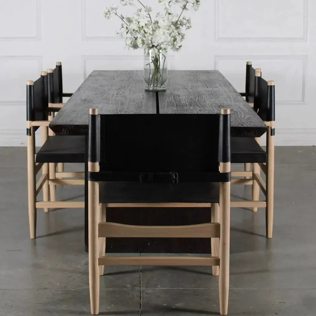 Black Leather Dining Chair Xavier With Arms - LOOMLAN - Peninsula Home - Dining Chairs