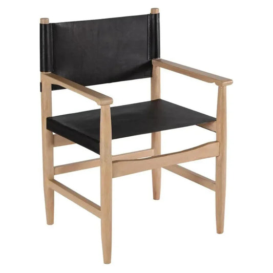 Peninsula Home Xavier  Black Leather Arms Dining Chair