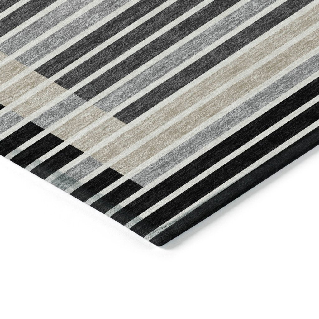 LOOMLAN Rugs Blazyn Black Washable Indoor-Outdoor Rug