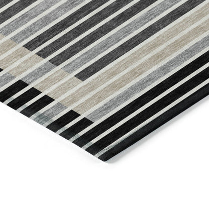 LOOMLAN Rugs Blazyn Black Washable Indoor-Outdoor Rug