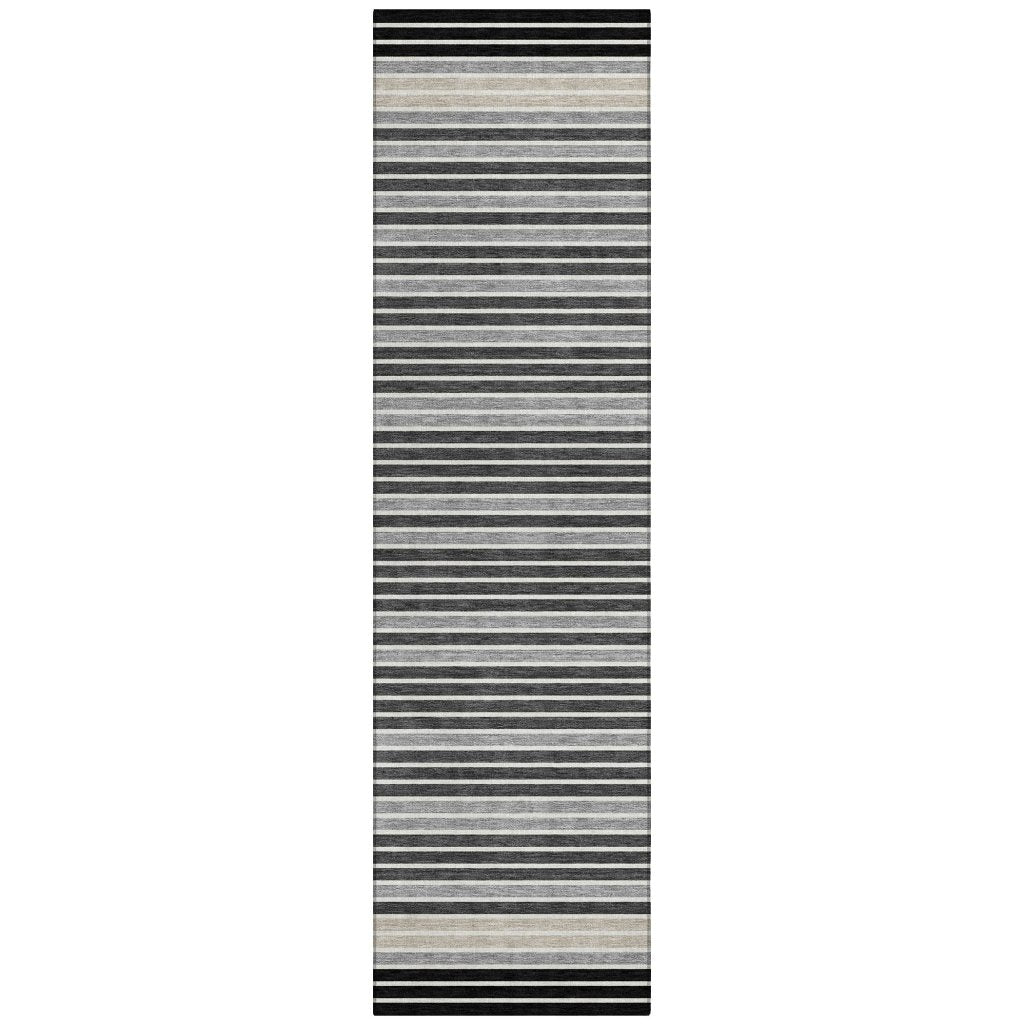 LOOMLAN Rugs Blazyn Black Washable Indoor-Outdoor Rug