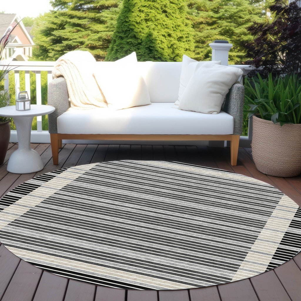 LOOMLAN Rugs Blazyn Black Washable Indoor-Outdoor Rug