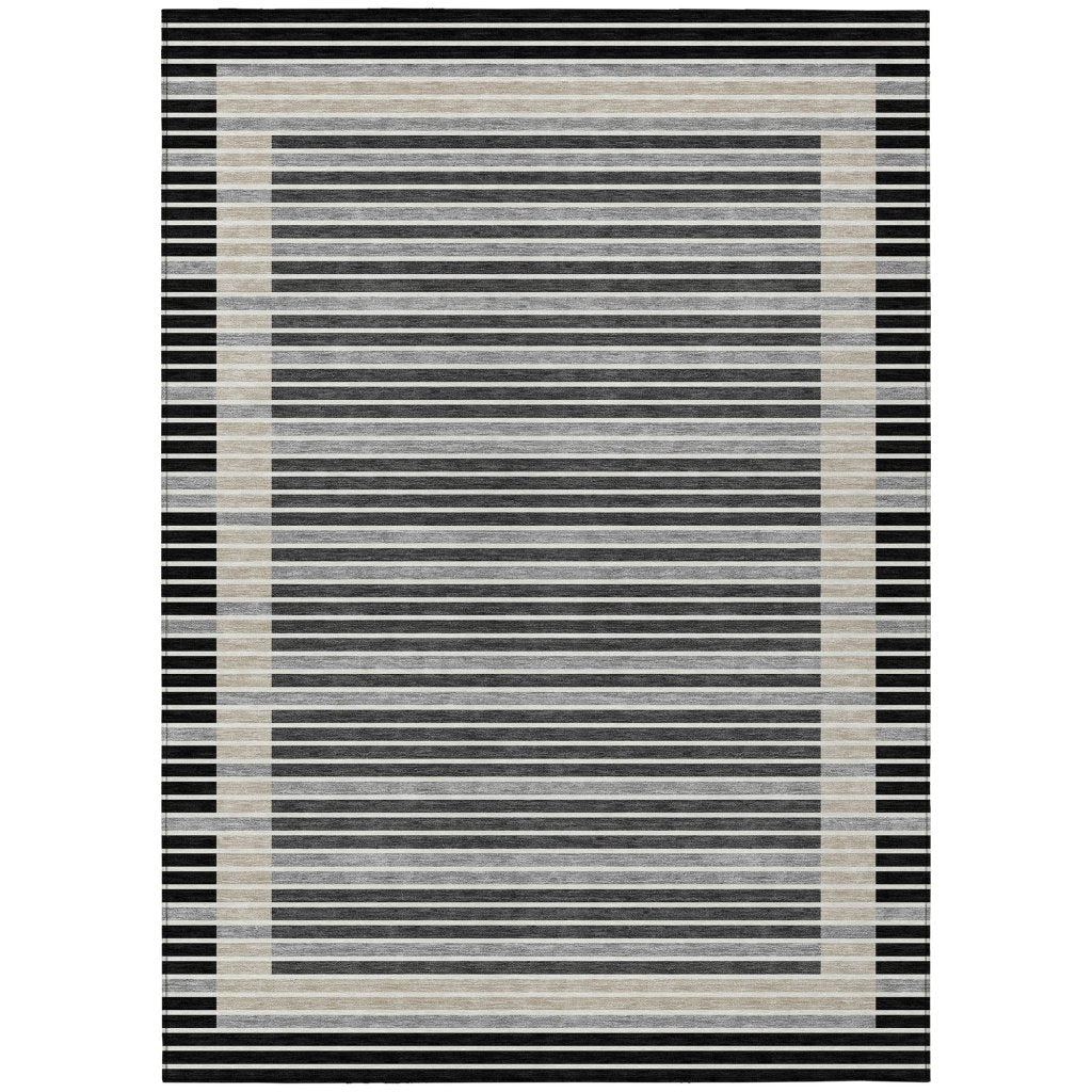 LOOMLAN Rugs Blazyn Black Washable Indoor-Outdoor Rug