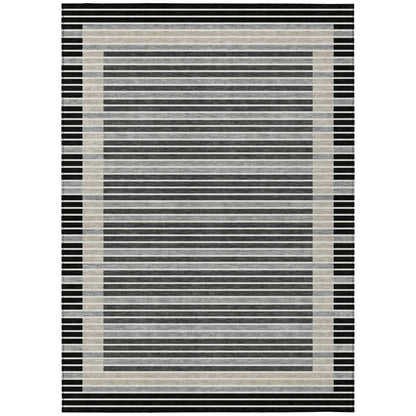 LOOMLAN Rugs Blazyn Black Washable Indoor-Outdoor Rug