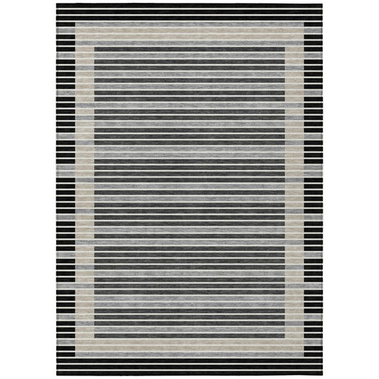 LOOMLAN Rugs Blazyn Black Washable Indoor-Outdoor Rug