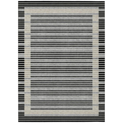 LOOMLAN Rugs Blazyn Black Washable Indoor-Outdoor Rug