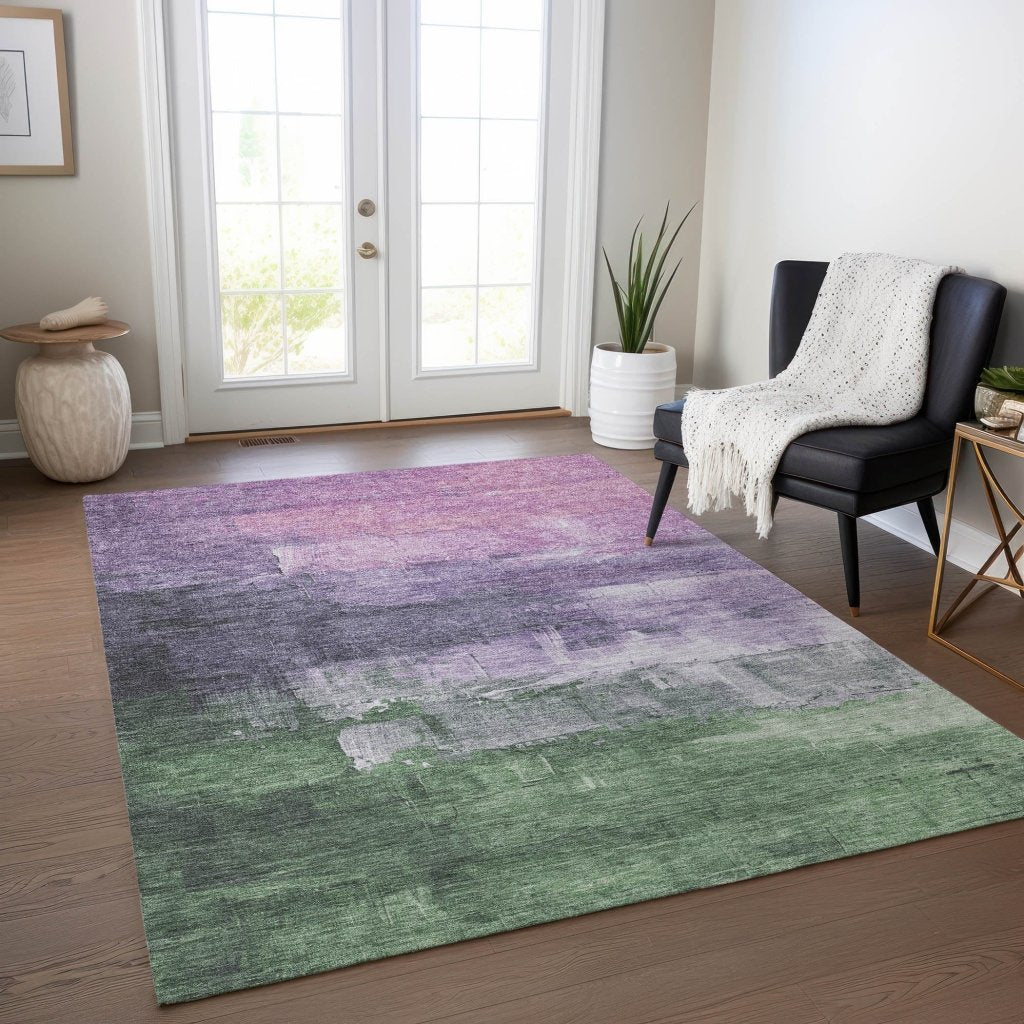 LOOMLAN Rugs Bloometra Purple Washable Indoor-Outdoor Rug
