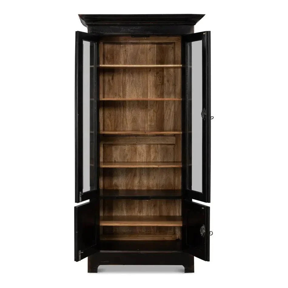 Bookcase Display Curion Glass Doors Ebony - LOOMLAN - Sarreid - Bookcases