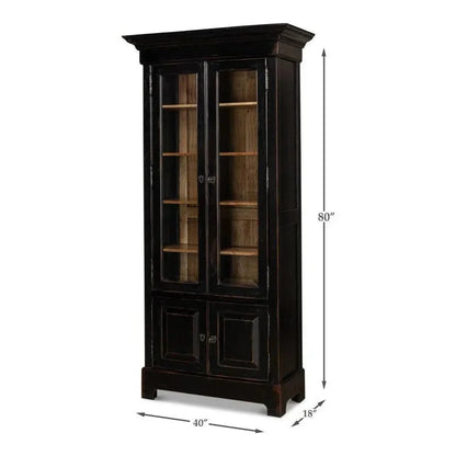 Bookcase Display Curion Glass Doors Ebony - LOOMLAN - Sarreid - Bookcases