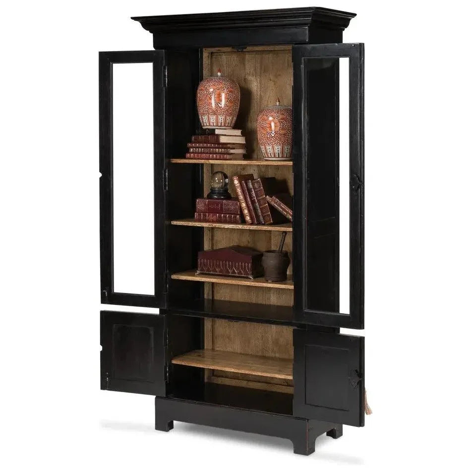Bookcase Display Curion Glass Doors Ebony - LOOMLAN - Sarreid - Bookcases