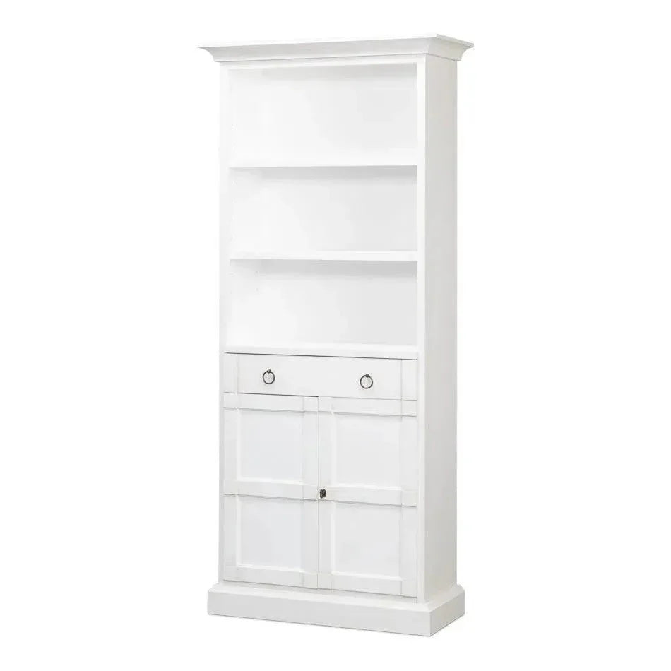 Bookcase With Doors and Drawer Cortina White - LOOMLAN - Sarreid - Bookcases