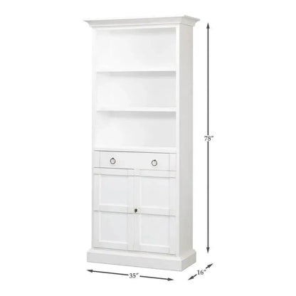 Bookcase With Doors and Drawer Cortina White - LOOMLAN - Sarreid - Bookcases