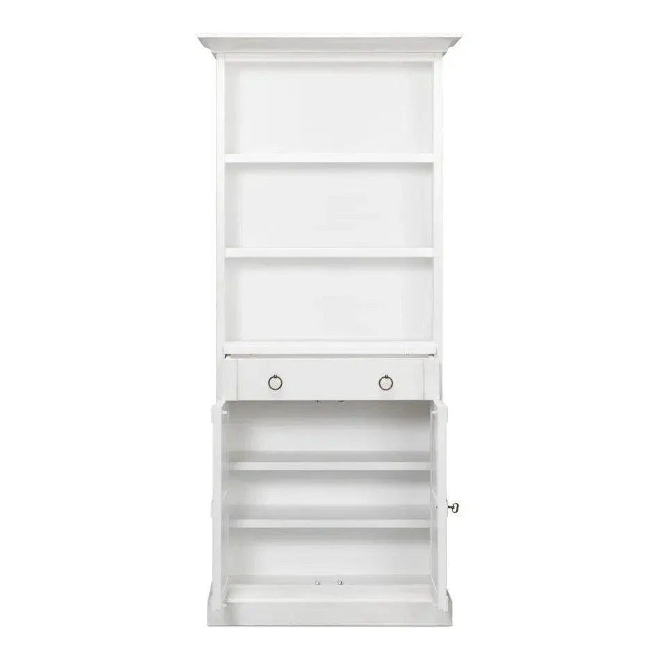 Bookcase With Doors and Drawer Cortina White - LOOMLAN - Sarreid - Bookcases