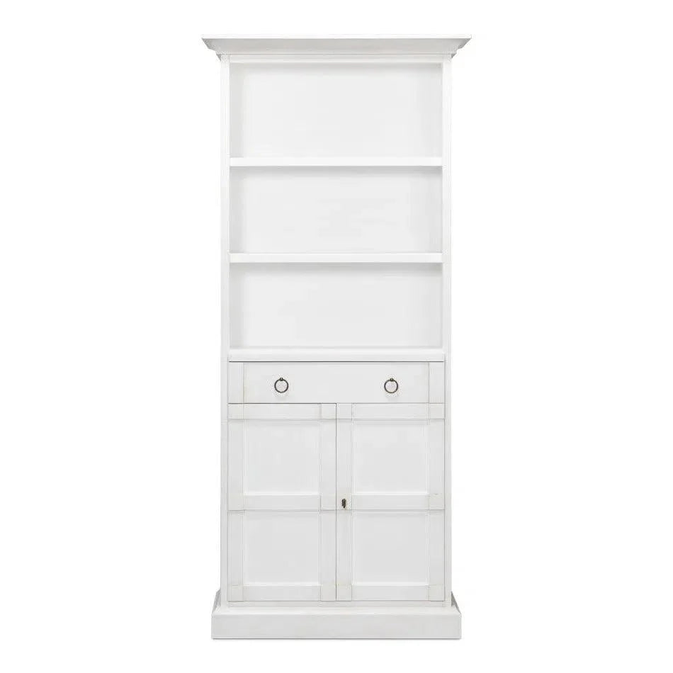 Bookcase With Doors and Drawer Cortina White - LOOMLAN - Sarreid - Bookcases
