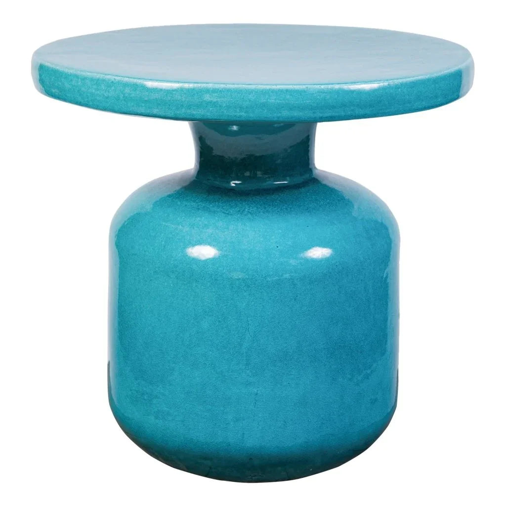 Bottle Ceramic Round Patio Accent Table
