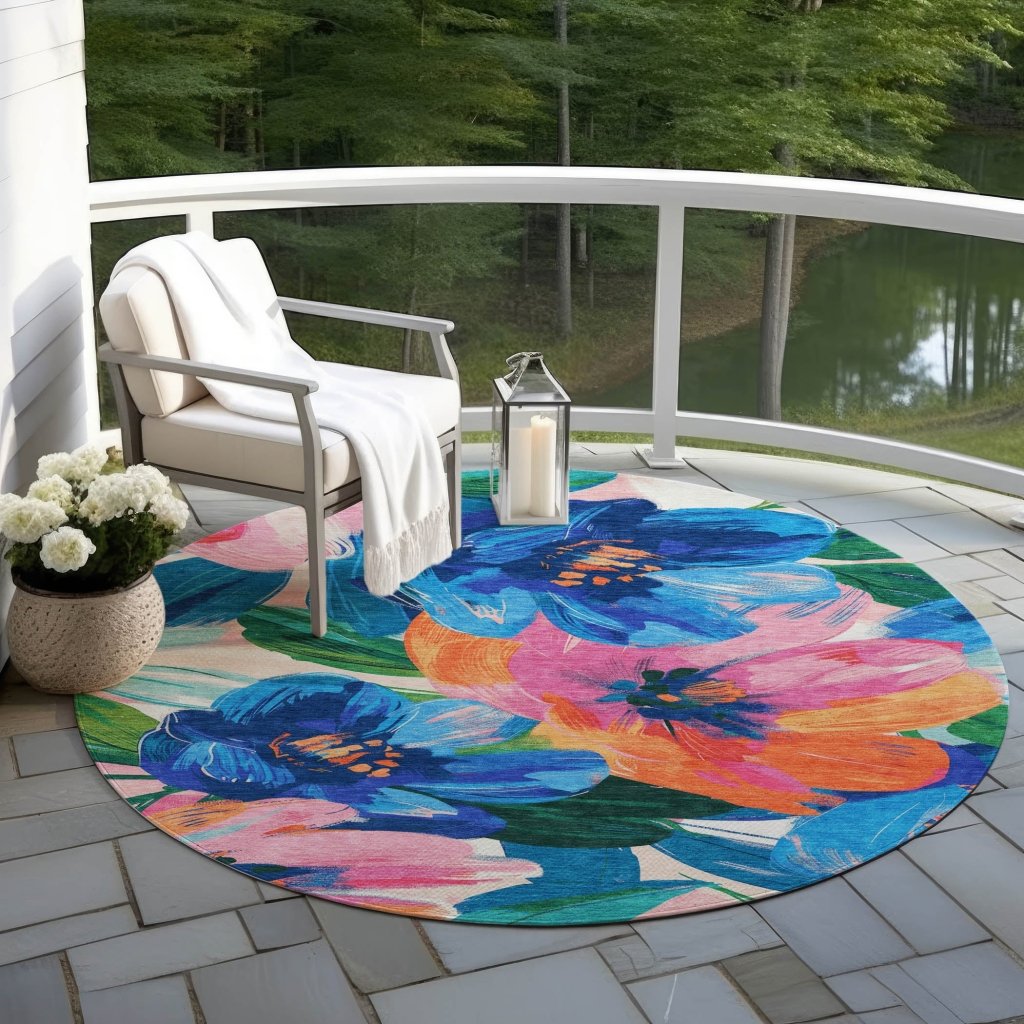 LOOMLAN Rugs Braidea Blue Washable Indoor-Outdoor Rug