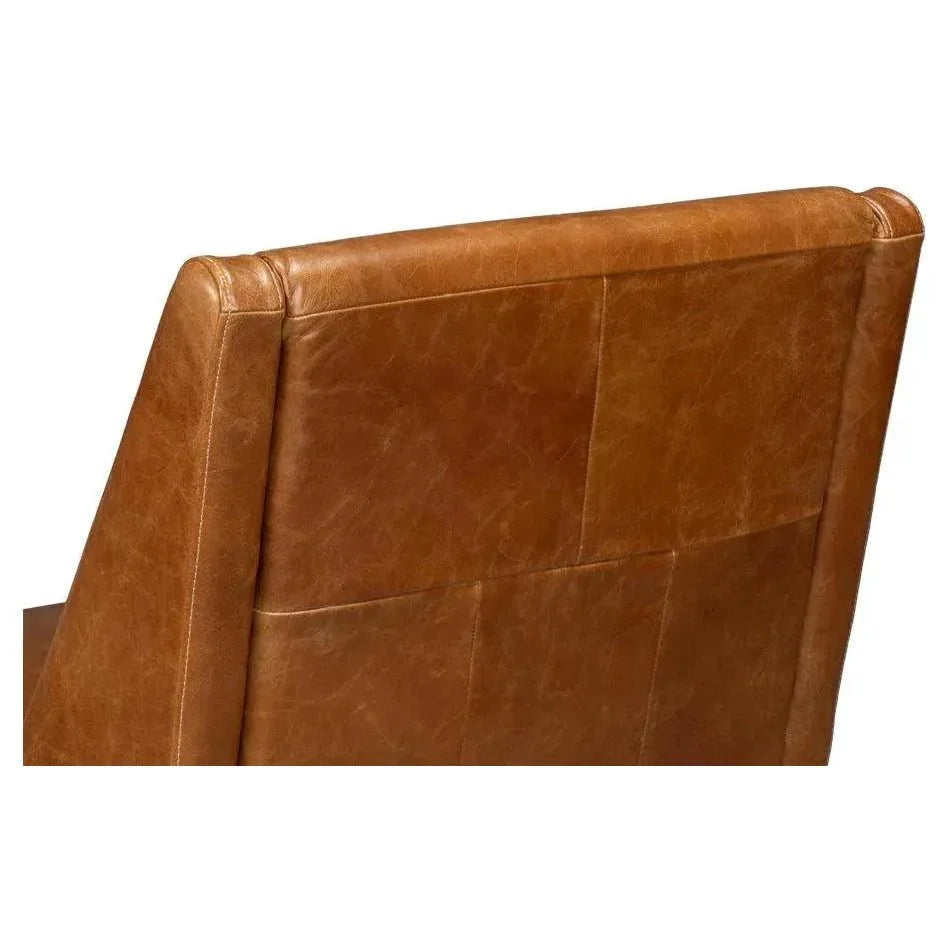 Brandy Leather Brown Armless Accent Chair - LOOMLAN - Sarreid - Accent Chairs