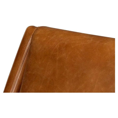 Brandy Leather Brown Armless Accent Chair - LOOMLAN - Sarreid - Accent Chairs
