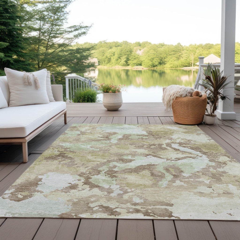 LOOMLAN Rugs Branza Brown Washable Indoor-Outdoor Rug