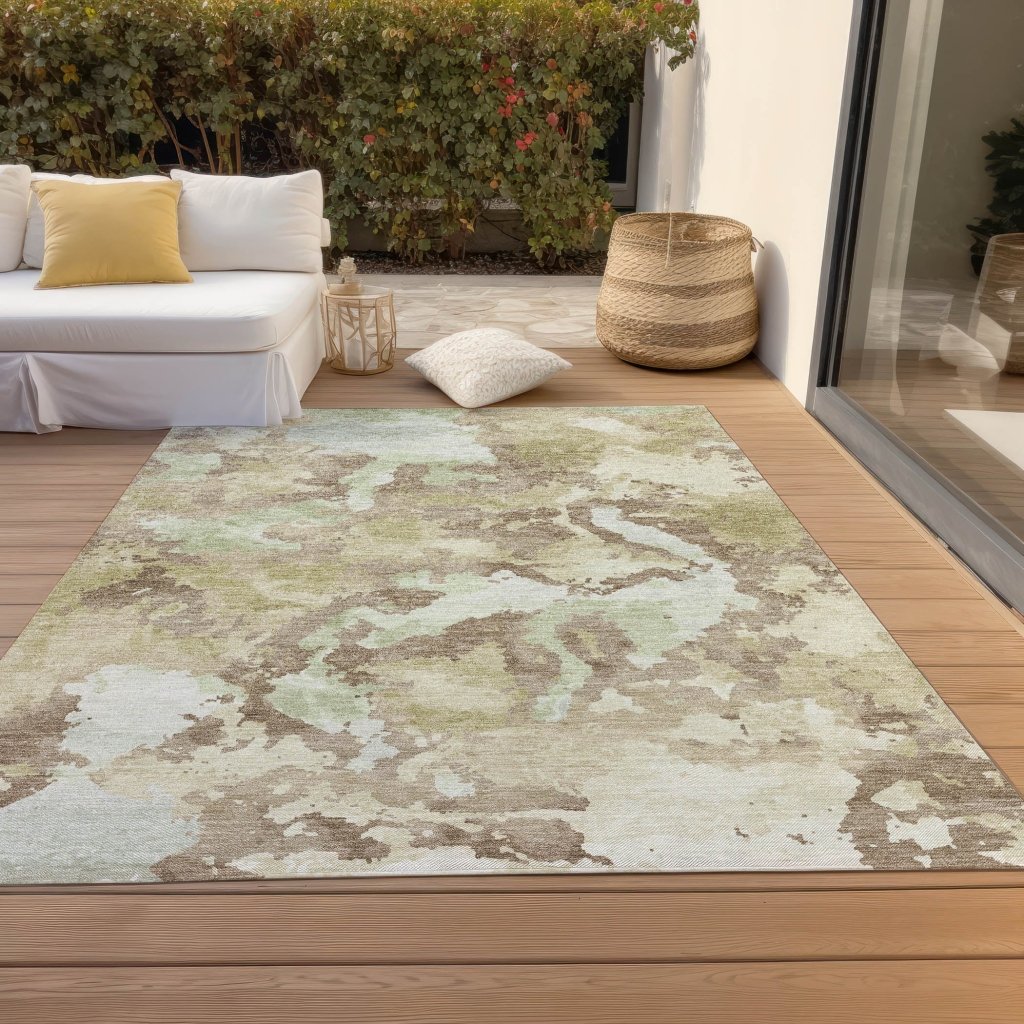 LOOMLAN Rugs Branza Brown Washable Indoor-Outdoor Rug