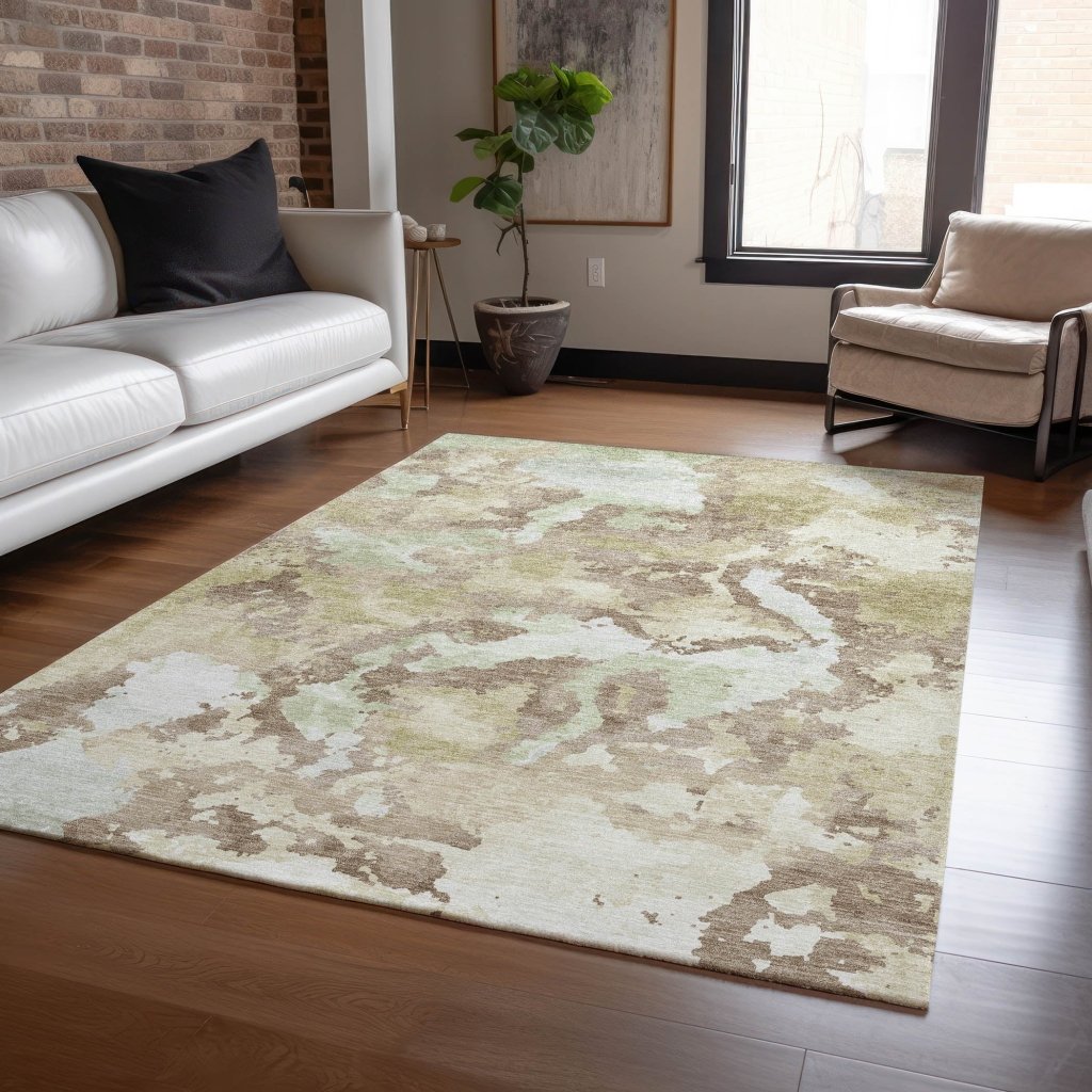 LOOMLAN Rugs Branza Brown Washable Indoor-Outdoor Rug