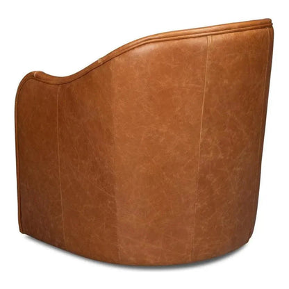 Sarreid Braxton Leather Brown Swivel Arm Chair