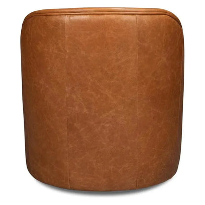 Sarreid Braxton Leather Brown Swivel Arm Chair