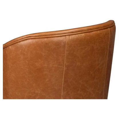 Sarreid Braxton Leather Brown Swivel Arm Chair