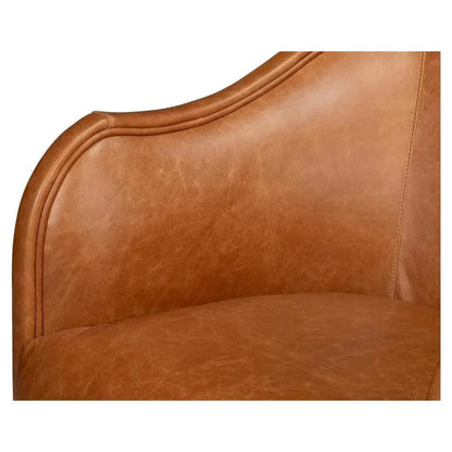 Sarreid Braxton Leather Brown Swivel Arm Chair