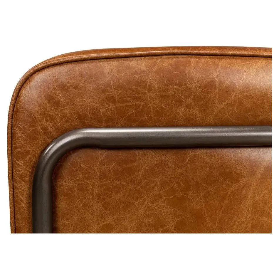 Breda Retro Brown Leather Accent Tub Chair - LOOMLAN - Sarreid - Club Chairs