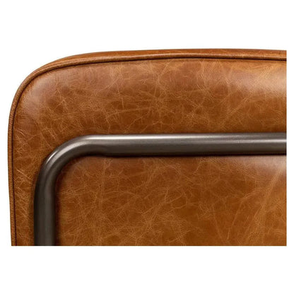 Breda Retro Brown Leather Accent Tub Chair - LOOMLAN - Sarreid - Club Chairs