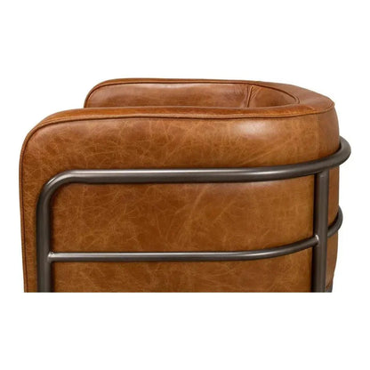 Breda Retro Brown Leather Accent Tub Chair - LOOMLAN - Sarreid - Club Chairs
