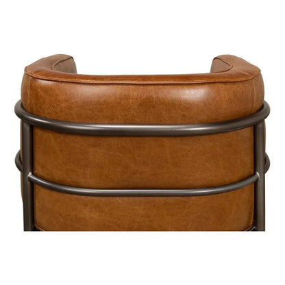 Breda Retro Brown Leather Accent Tub Chair - LOOMLAN - Sarreid - Club Chairs