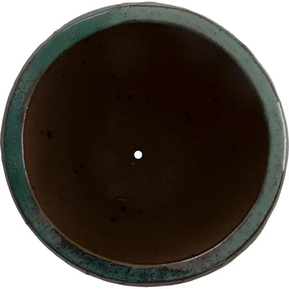 Breeze Round Teal Ceramic Planter - LOOMLAN - Planters