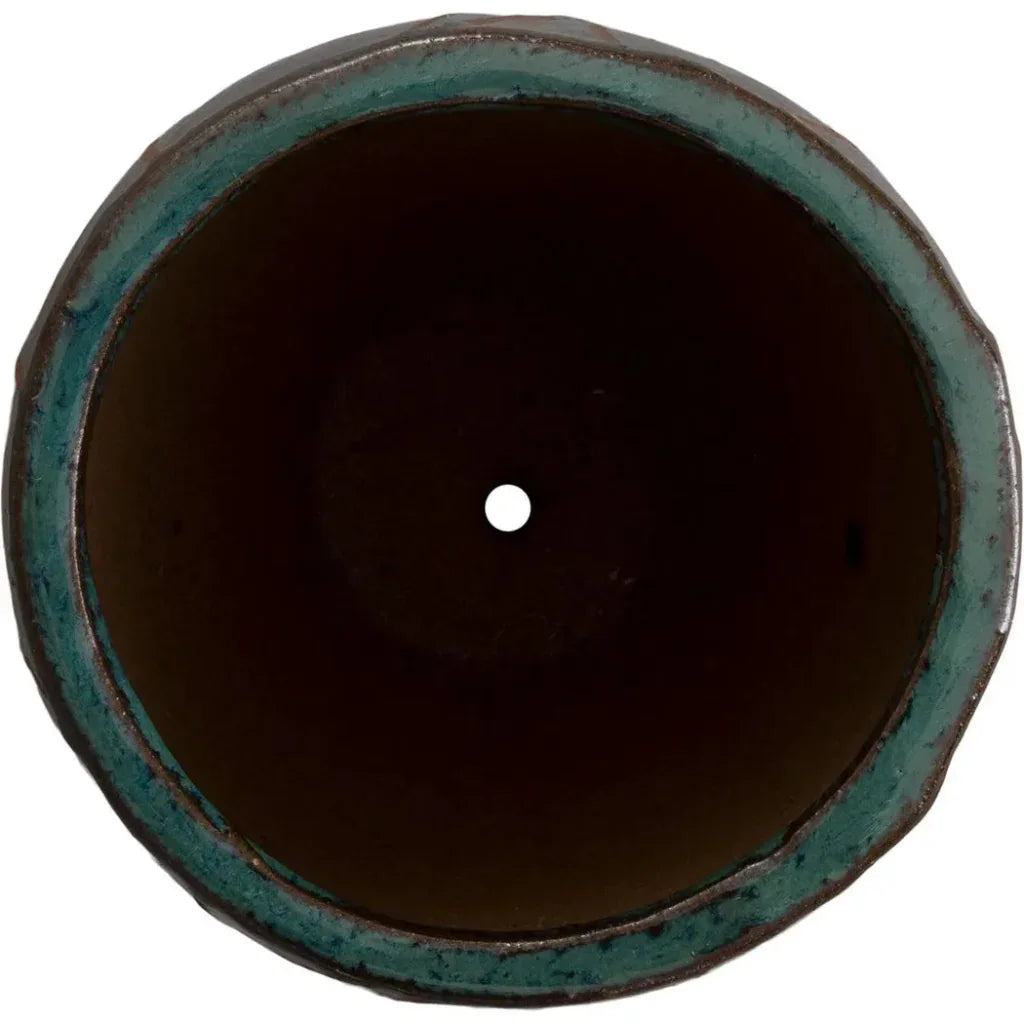 Breeze Round Teal Ceramic Planter - LOOMLAN - Planters