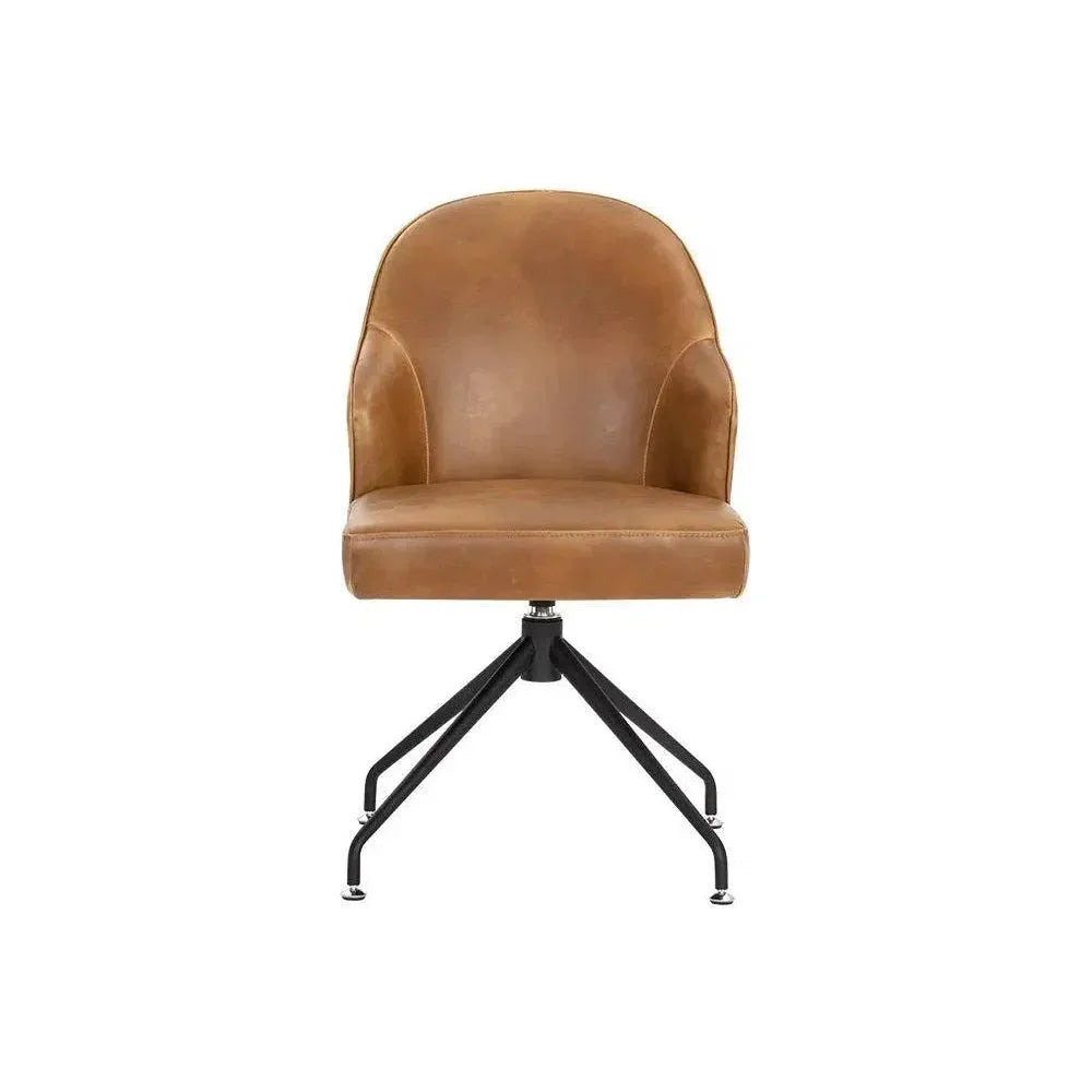 SUNPAN Bretta Leather Swivel Armless Dining Chair