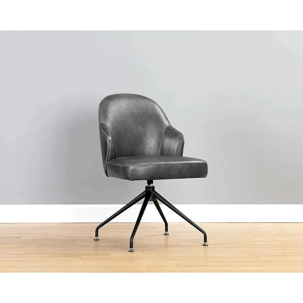 SUNPAN Bretta Leather Swivel Armless Dining Chair