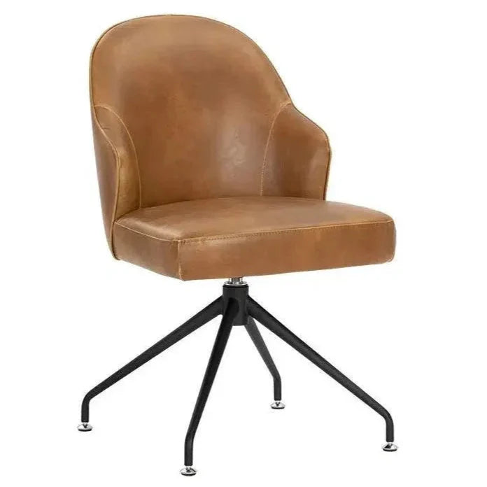 SUNPAN Bretta Leather Swivel Armless Dining Chair