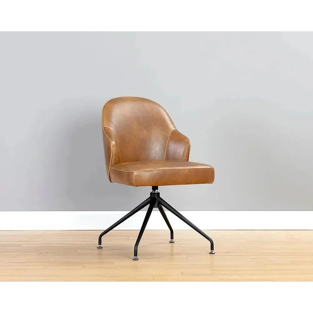 SUNPAN Bretta Leather Swivel Armless Dining Chair