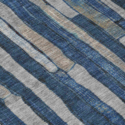LOOMLAN Rugs Brienna Blue Washable Indoor-Outdoor Rug