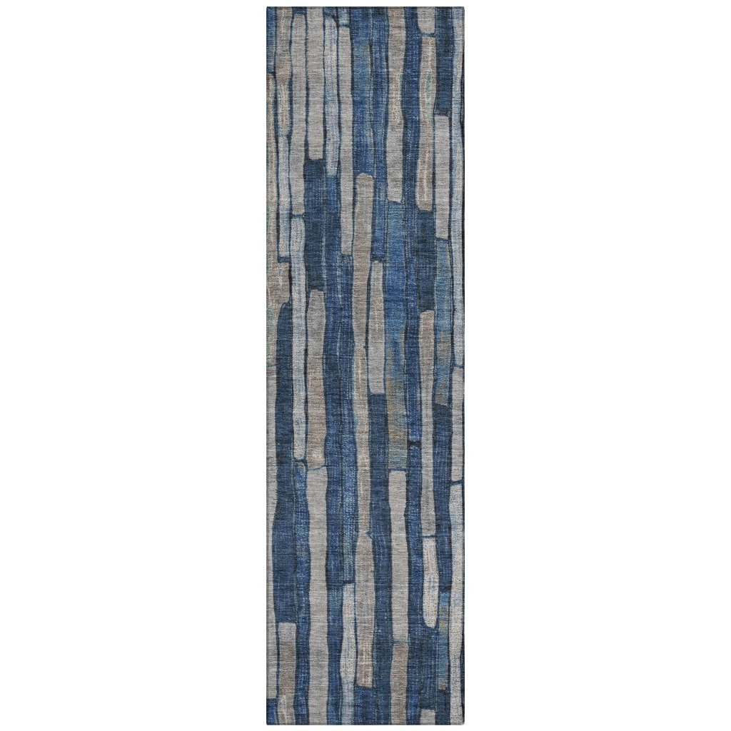 LOOMLAN Rugs Brienna Blue Washable Indoor-Outdoor Rug