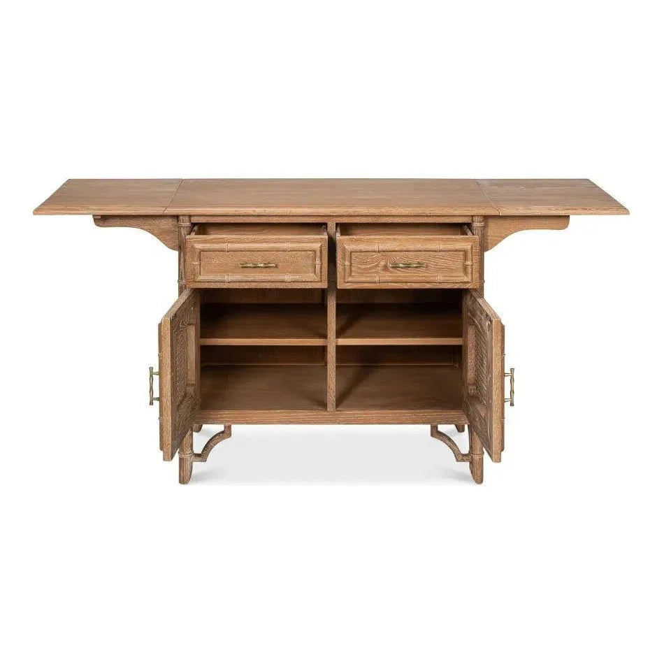 Brighton Cabinet Wood Traditional Brown 35" Wide - LOOMLAN - Sarreid - Accent Cabinets